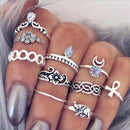 Women 10 pcs Silver And Gold Color Flower Midi Ring Set-C734-JadeMoghul Inc.