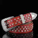 Women 100% Cow Hide Leather Luxury Rhinestone Belt-Red-100cm-JadeMoghul Inc.