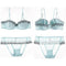 Women 1/2 Cup Lace Trim Push Up Bra and Panties Set-green-70D-JadeMoghul Inc.