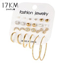 Women 12 Pair Crystal Stud and Hoop Earrings Set--JadeMoghul Inc.