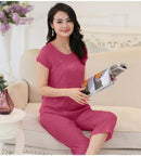 Women 2 Piece Cotton Pajama Set With Embroidered Detailing-As the photo show 4-XL-JadeMoghul Inc.