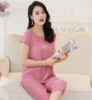 Women 2 Piece Cotton Pajama Set With Embroidered Detailing-As the photo show 6-XL-JadeMoghul Inc.