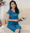 Women 2 Piece Cotton Pajama Set With Embroidered Detailing-As the photo show 7-XL-JadeMoghul Inc.