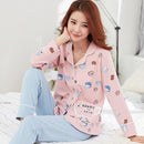 Women 2 Piece Cotton Printed Pajama Set With Front Button Closure-6877-XL-JadeMoghul Inc.