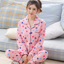Women 2 Piece Cotton Printed Pajama Set With Front Button Closure-hanzhiyun 1276-M-JadeMoghul Inc.
