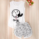 Women 2 Piece Cotton Printed Shirt And Shorts Sleep Set-AX-One Size-JadeMoghul Inc.