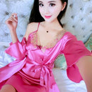 Women 2 Piece Silk Camisole And Robe Sleep Set With Lace Trim-1-S-JadeMoghul Inc.