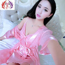 Women 2 Piece Silk Camisole And Robe Sleep Set With Lace Trim-17-S-JadeMoghul Inc.