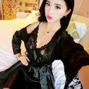 Women 2 Piece Silk Camisole And Robe Sleep Set With Lace Trim-2-S-JadeMoghul Inc.