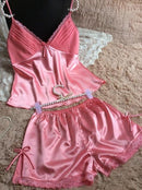 Women 2 Piece Silk Camisole And Shorts Sleep Set-As the photo show-M-JadeMoghul Inc.