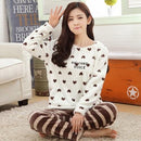 Women 2 Piece Soft Plush Pajama Set-14 White heart-M-JadeMoghul Inc.