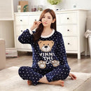 Women 2 Piece Soft Plush Pajama Set-4 Dotted bear-M-JadeMoghul Inc.