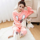 Women 2 Piece Soft Plush Pajama Set-4 Dotted bear-M-JadeMoghul Inc.