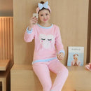 Women 2 Piece Soft Plush Pajama Set-6 Pink eyelashes-M-JadeMoghul Inc.