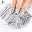 Women 24 Pcs 3 D Metallic Gold/Silver Assorted Design Nail Decal And Sticker Sheet-Silver-JadeMoghul Inc.