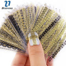 Women 24 Pcs 3 D Metallic Gold/Silver Assorted Design Nail Decal And Sticker Sheet-Silver-JadeMoghul Inc.