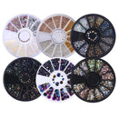 Women 3D Nail Art Nail Art Crystal Rhinestones And Bead Wheel Box AExp