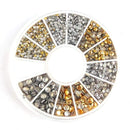 Women 3D Nail Art Nail Art Crystal Rhinestones And Bead Wheel Box AExp