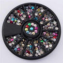 Women 3D Nail Art Nail Art Crystal Rhinestones And Bead Wheel Box AExp