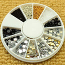 Women 3D Nail Art Nail Art Crystal Rhinestones And Bead Wheel Box