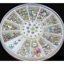 Women 3D Nail Art Nail Art Crystal Rhinestones And Bead Wheel Box AExp
