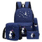 Women 4 Piece Backpack / Lunch Bag/ Wallet And Pencil Case Set-02 dark blue-China-about43x33x12CM-JadeMoghul Inc.