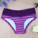 Women 5 Pcs Striped Cotton And Lace Panties-1-M-JadeMoghul Inc.