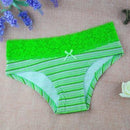 Women 5 Pcs Striped Cotton And Lace Panties-2-M-JadeMoghul Inc.