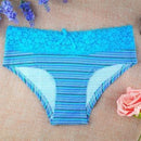 Women 5 Pcs Striped Cotton And Lace Panties-3-M-JadeMoghul Inc.