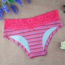Women 5 Pcs Striped Cotton And Lace Panties-6-M-JadeMoghul Inc.