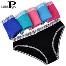 Women 6 pcs Comfortable Casual Mid Rise Plaid Print Cotton Briefs-86963-L-JadeMoghul Inc.