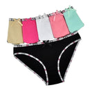 Women 6 pcs Comfortable Casual Mid Rise Plaid Print Cotton Briefs-89160-L-JadeMoghul Inc.