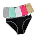 Women 6 pcs Comfortable Casual Mid Rise Plaid Print Cotton Briefs-89161-L-JadeMoghul Inc.