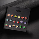 Women 9 Pairs Cute Fashion Small Animal Fox Butterfly Cherry Stud Earrings Set-E0720-JadeMoghul Inc.