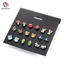 Women 9 Pairs Cute Fashion Small Animal Fox Butterfly Cherry Stud Earrings Set-E0720-JadeMoghul Inc.
