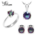 Women 925 Sterling Silver 4 piece Mystic Topaz Pendant , Earrings And Ring Gift Set-6-JadeMoghul Inc.