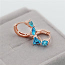 Women .925 Sterling Silver Crystal Angel Stud Earrings With Lock Closure-rosegold blue stone-JadeMoghul Inc.