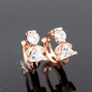 Women .925 Sterling Silver Crystal Angel Stud Earrings With Lock Closure-rosegold white stone-JadeMoghul Inc.