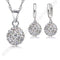 Women 925 Sterling Silver Crystal Ball Earring And Pendant Necklace Set