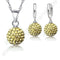 Women 925 Sterling Silver Crystal Ball Earring And Pendant Necklace Set-Lemon-JadeMoghul Inc.