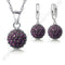 Women 925 Sterling Silver Crystal Ball Earring And Pendant Necklace Set-Purple-JadeMoghul Inc.
