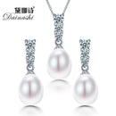 Women 925 Sterling Silver Fresh Water Pearl And Zircon Set-Pink-JadeMoghul Inc.