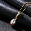 Women 925 Sterling Silver Freshwater Pearl Pendant And Chain-Purple-8-9mm-40cm add 5cm-JadeMoghul Inc.
