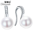 Women 925 Sterling Silver Genuine Natural Freshwater Pearl Drop Earrings-black-JadeMoghul Inc.