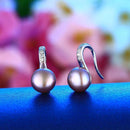 Women 925 Sterling Silver Genuine Natural Freshwater Pearl Drop Earrings-purple-JadeMoghul Inc.