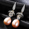 Women .925 Sterling Silver Geometric Design Fresh Water Pearl Drop Earrings-Pink-JadeMoghul Inc.