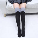 Women Above Knee Length Solid / Striped Stockings/ Socks-B Grey-JadeMoghul Inc.