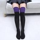 Women Above Knee Length Solid / Striped Stockings/ Socks-Purple-JadeMoghul Inc.