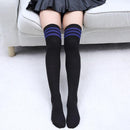 Women Above Knee Length Solid / Striped Stockings/ Socks-Stripe Dark Blue-JadeMoghul Inc.