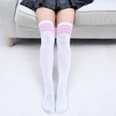 Women Above Knee Length Solid / Striped Stockings/ Socks-Stripe Pink-JadeMoghul Inc.